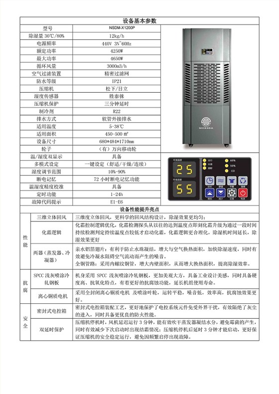 除湿机NICESEA 440V参数 网站缩小