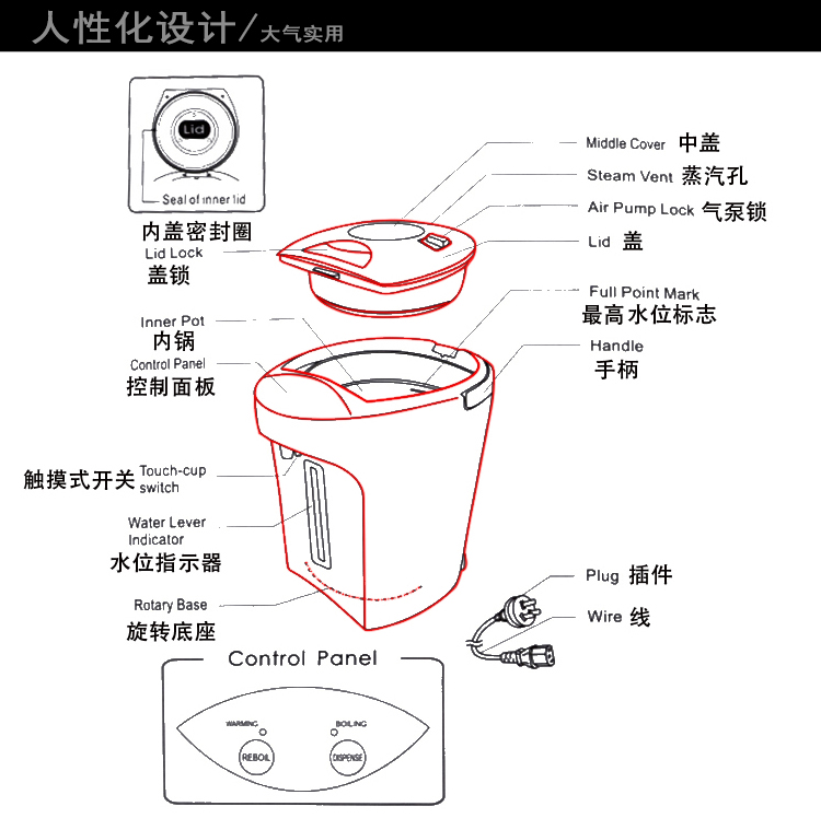 ns悦海110v60hz外贸船用4l电热气压水瓶msf-w40qma